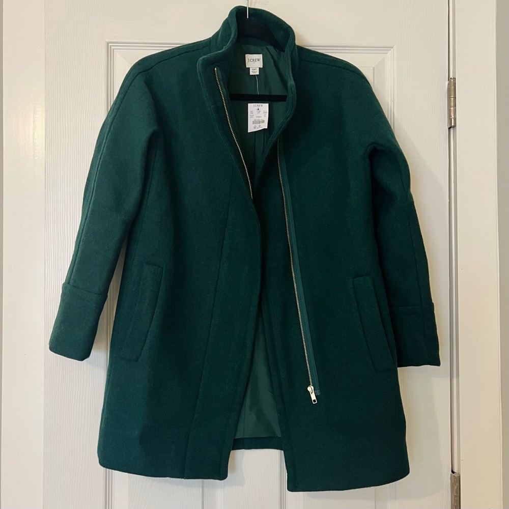 NWT 0P J. Crew City Coat - Dark Green